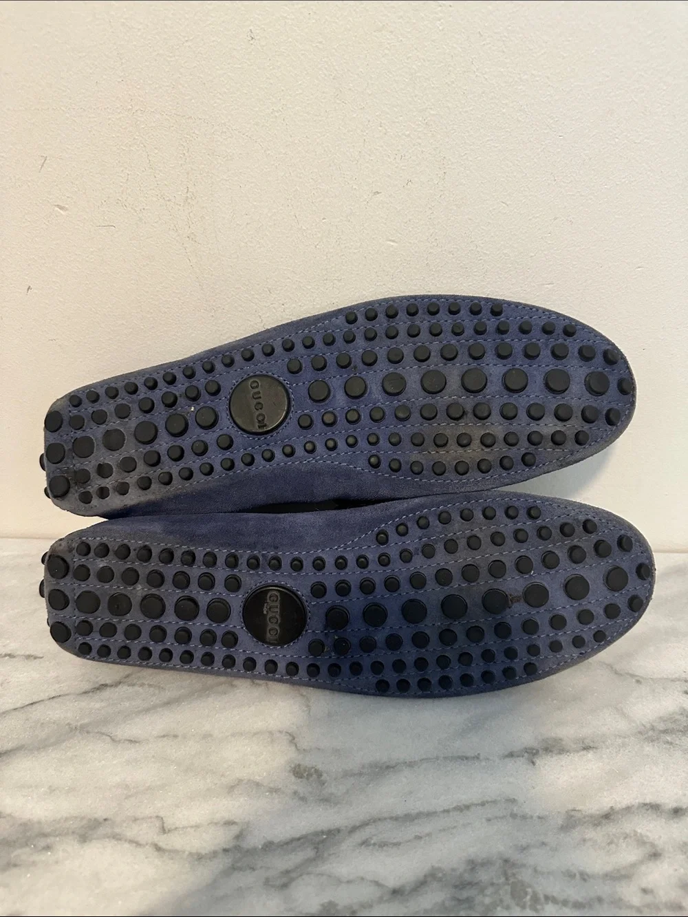 Gucci Men’s Blue Suede driving loafers Penny Loafers size 8.5